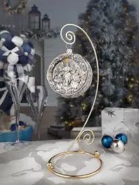 Set of 2 silver Christmas tree balls "Orthodox and the Appearance of an angel"